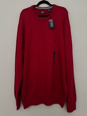 NWT Chaps Sweater Red Pullover Crewneck Red Men's Big & Tall Size 3XLT Cotton